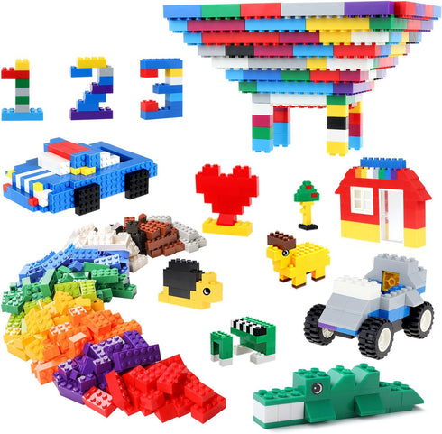 burgkidz Building Bricks, 568 Pieces Classic Building Blocks with Wheels, Door, Window, Storage Box, STEM Educational