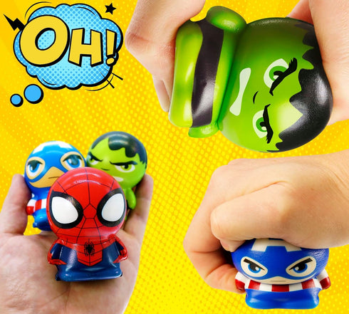 JA-RU Marvel Avengers & Spiderman Foam Balls - 3 Squishy Toy Stress Balls for Kids, Superhero Stress Relief