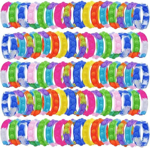 kapibarasensei 80Pcs Pop Bracelet Fidget Toy, Wearable Fidget Bracelets Push Poping Bubble Sensory