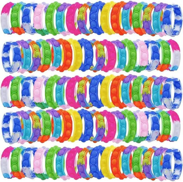 kapibarasensei 80Pcs Pop Bracelet Fidget Toy, Wearable Fidget Bracelets Push Poping Bubble Sensory