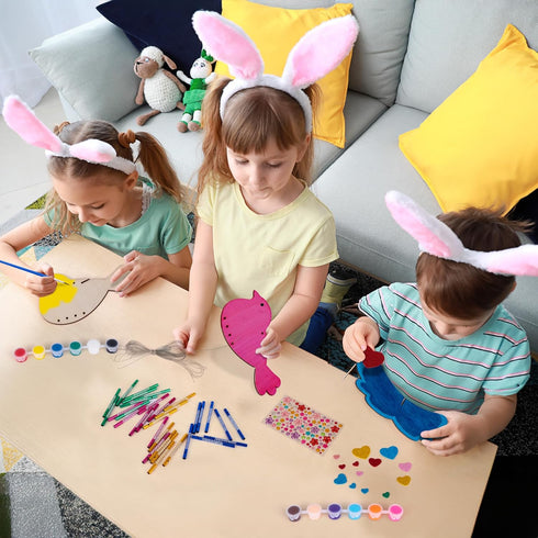8 Pack Set Summer 3 ArtCreativity DIY Wind Chime Kit for Kids - - Wooden Wind Chime with Paint Kit, Rhinestone Flower