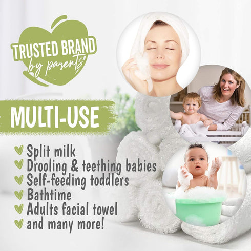 Set Baby Hair Brush & Bamboo Viscose Baby Washcloth for Newborn - Baby Bath Grooming Essential - Suitable for Delicate