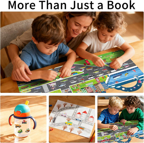 2 Pack 3-5, 3D Elfew Puffy Sticker Books for Kids Ages Construction Truck and Vehicle Car Stickers for Toddlers Boys
