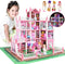 Doll House Set for Girls, Princess House Toys with 4 Dolls and 4-Story 11 Rooms for Kids
