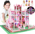 Doll House Set for Girls, Princess House Toys with 4 Dolls and 4-Story 11 Rooms for Kids