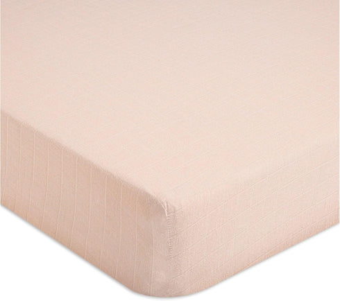 Crane Baby Cotton Sateen Fitted Sheet, 28x52'', Desert Rose, Pink Crib Sheets