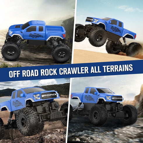 DOUBLE E Ford Raptor F150 RC Car 4WD Monster Truck, 11 Inches Off Road Crawler Vehicle Toy Gift for Boys Girls 6-12