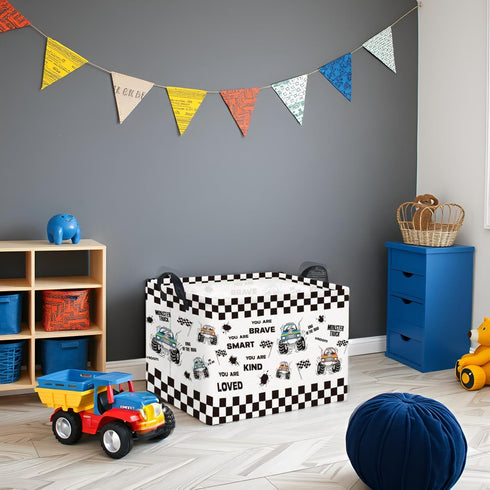 Rectangular Kids Storage Basket Baby Storage Basket with Handles for Home Kitchen Boys and Girls Cute Toy Storage Bin