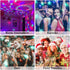 Karaoke Machine for Kids, Portable Bluetooth Speaker with 2 Wireless Microphones, Disco Ball Strobe Lamp for Dance