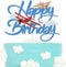 LINGBOOM Airplane Happy Birthday Cake Topper - Aircraft Plane Travel Airman Theme Kids