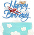 LINGBOOM Airplane Happy Birthday Cake Topper - Aircraft Plane Travel Airman Theme Kids