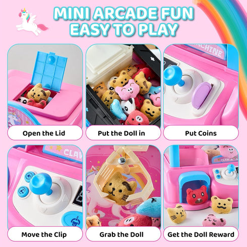 20 3-8, JoyCat Claw Machine for Kids, Unicorn Mini Vending Machine & Electronic Arcade Game with Adjustable Music