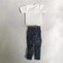 1/6 Custom Scale Clothes - T-Shirt + Jean Trousers for 12" Male Action Figure Doll Clothes (White)
