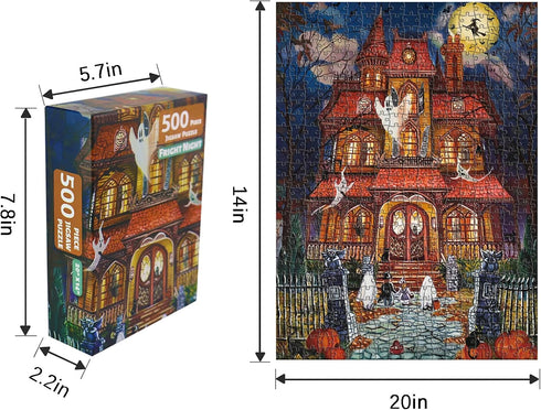 Halloween Fright Night 500 Pieces Jigsaw Puzzle for Adults - Halloween Decoration for Family Party