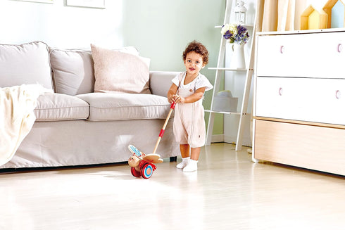 6.3, 5.8, 22.2 inch, Award Winning Hape Butterfly Wooden Push and Pull Walking Toy, L: W: H: Red