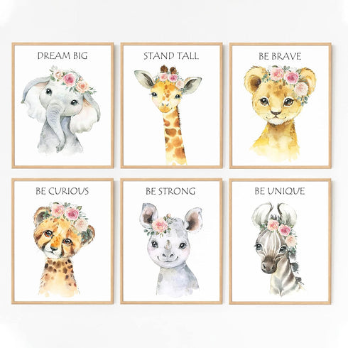 LOVEDMORE Baby Safari Nursery Wall Decor | Animal Wall Art Prints Set
