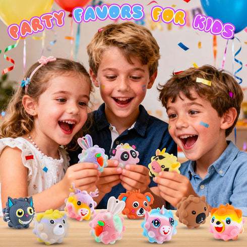 36 PACK 3D KissFree Animal Pop Balls Party Favors for Kids, Pop Fidget Balls Toys Bulk, Gifts for Boys & Girls, Goodie