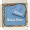 Kryvoxc Personalized Baby Blanket with Name, Cotton Receiving Swaddle Blanket and Beanie Set,