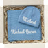 Kryvoxc Personalized Baby Blanket with Name, Cotton Receiving Swaddle Blanket and Beanie Set,