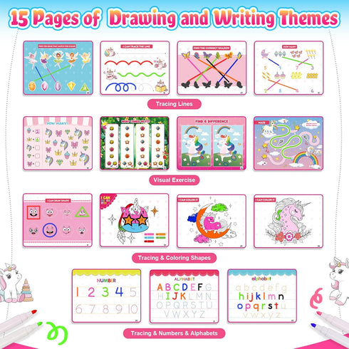 Kids Montessori Toys for Toddlers, Unicorns Gifts for Girls Age 3-5, 30 Themes Busy Book Educational Toys