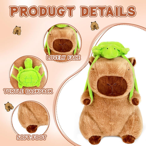 Loskv 11.8 inch Backpack 11.8 inch) Capybara Plush with Turtle Soft Capybara Stuffed Animals Capybara Hugging Gifts