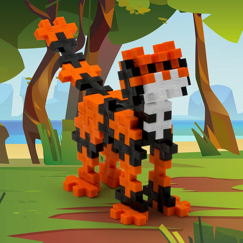 Plus Plus 3D Animal Figure Building Block Set, 70 Mini Puzzle Pieces, Fun Stem Toys - Tiger Maker Tube