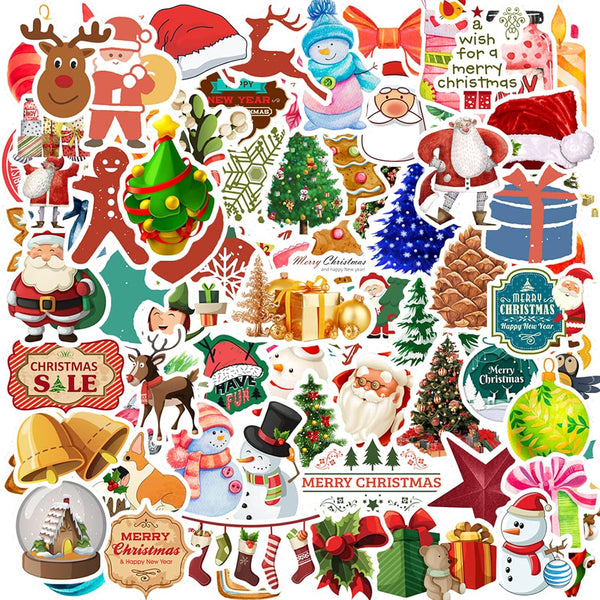 2023 Christmas Stickers, 100Pcs Vinyl Waterproof Holiday Party Stickers for Computer, Luggage, Stationery, Greeting