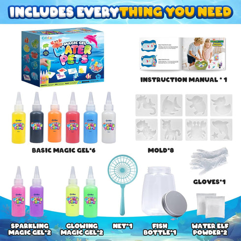 10 8 4-8 6-8 Magic Water Elf Toy Craft Kits for Kids, DIY Your Own Aqua Fairy Water Pets & Squishy Maker Toys