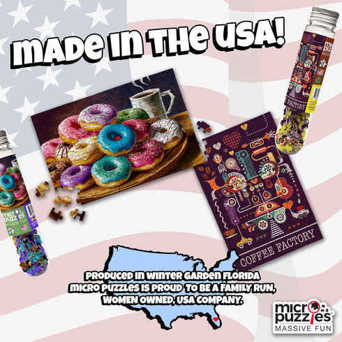 MicroPuzzles “Coffee & Donuts” 2-Pack Mini Puzzles for Adults, 150 Piece, Compact 4” x 6”
