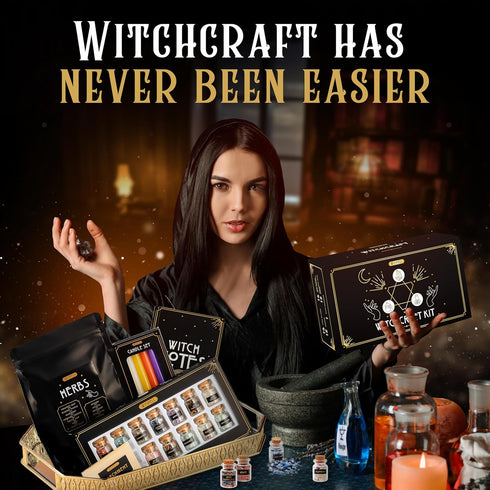 54PCS Wyspell Witchcraft Supplies Kit for Witch Altar - Spell Candles for Witches - Crystals Spell Jars for Witches