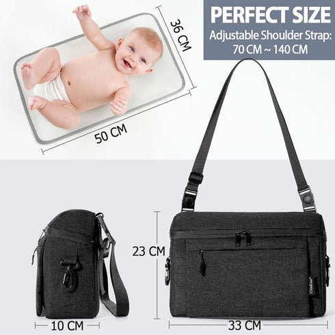 Universal Baby Stroller Organizer Large Space with Insulated Cup Holder Detachable Diaper Bag Adjustable Shoulder Strap
