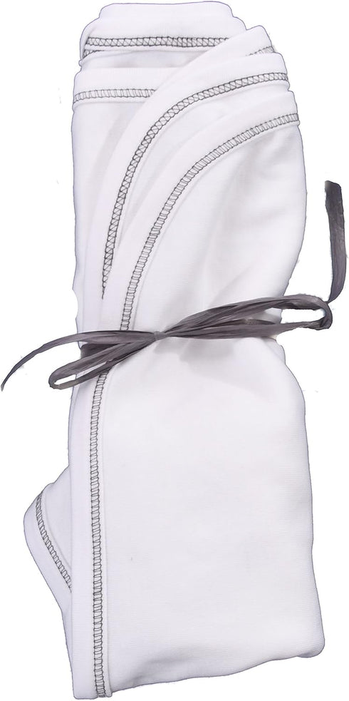 Organic Grey Baby Blanket - Swaddle - White with Gray Stitching Detail