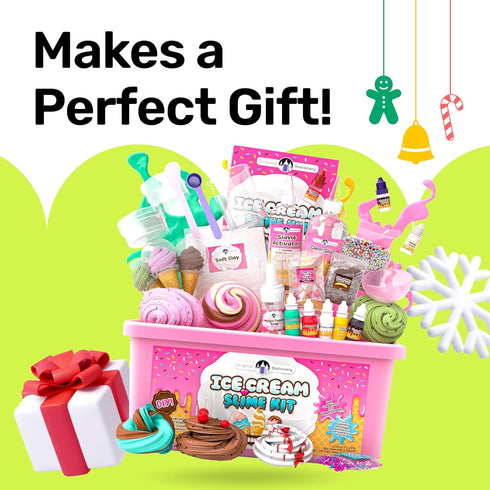 Set 31 8-12, Original Stationery Ice Cream Slime Kit for Girls Toys, DIY Cherry-Scented Slime Making with Pieces, Fun