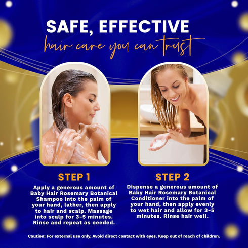 Set B3, Baby Hair Botanical Shampoo & Conditioner - Anti Hair Fall & Hair Growth Formulas with Panthenol, Tea Tree Oil