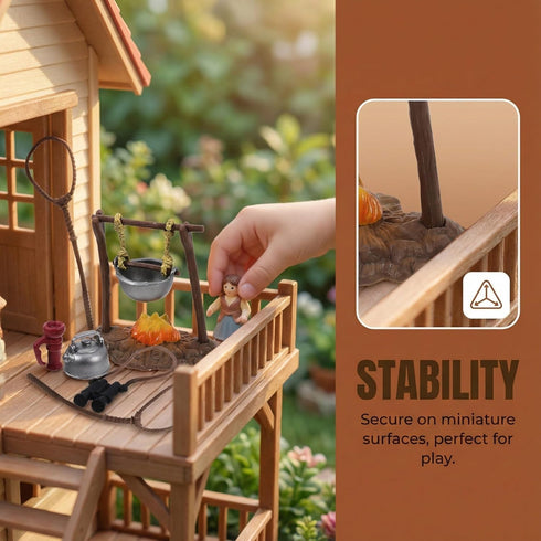 TOYANDONA Dollhouse Stove Kitchen Furniture: Miniature Hanging Stove Tea Kettle, Fairy Garden Camping Accessories