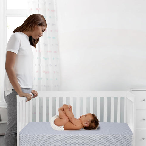 Simmons 4-inch Kids Quiet Nights Breathable Mini Crib Mattress with Removable/Machine Washable Cover - GREENGUARD Gold
