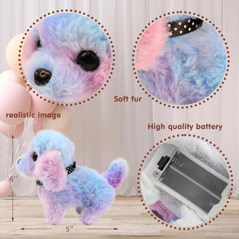 Easfan Walking Puppy Stuffed Animal - Interactive Rainbow Dog with Barking, Tail Wagging, and Nodding Head, Educational