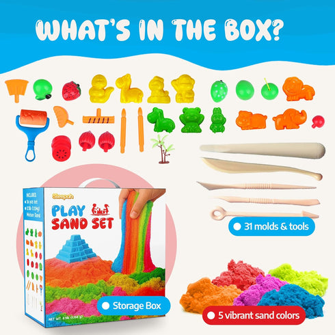 Set 3 4 5 6 7 8 31p Set 5 Set Sleepah Play Sand Sensory Sand for Boys & Girls Age No Mess Never Dries Out Toy Perfect