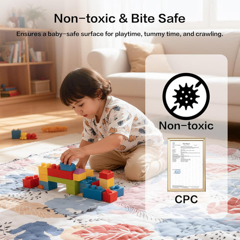 71"59" Baby Play Mat, Premium Thicker Foam Floor Mat, Bohemian Non-Slip for Infants & Toddlers, Foldable Machine