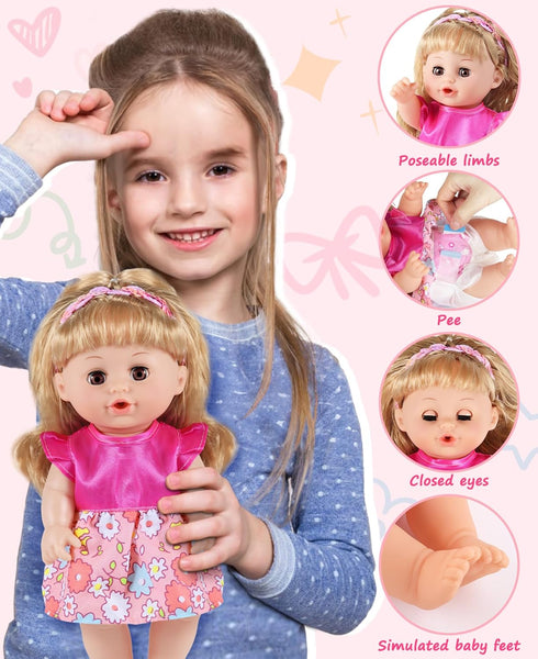 12" 3 4 5 6 12 Inch GAGAKU Baby Doll with Hair, Baby Dolls for Girls Years Old, Baby Doll for Toddlers Kids, Baby Dolls