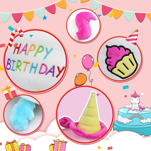 17" Birthday Unicorn Plush Pillow, Cute Soft Stuffed Animal for Kids' Birthday Gifts and Home Decoration