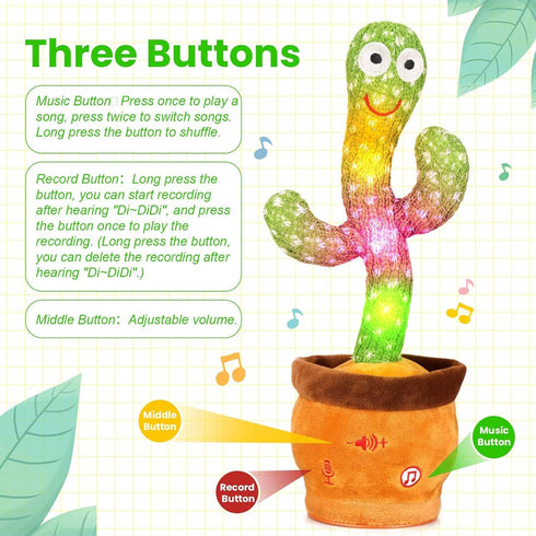 Dancing Cactus Baby Toys, Mimicking Toys with Volume Adjustable Talking Cactus, Singing Cactus for Baby Girl Toys