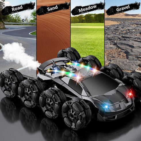 8WD Car,2.4GHz 5-7 OSIMILY Remote Control Gesture Sensing RC Stunt Car,Cool Spray Rotation RC Car with Lights