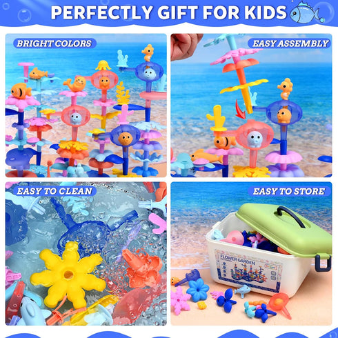 156Pcs 3 4 5 6 7 8Year Doloowee Flower Garden Building Toys for Girls Old, Upgrade DIY Marine Coral Stacking Toys, STEM