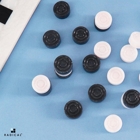 Radicaln Marble Black & White Big Board Games, Complete Checker Figures for 15 Inches Checkers Board