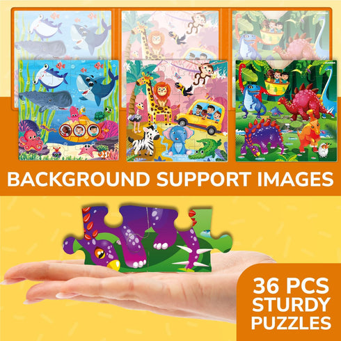 QUOKKA 36 Pieces Magnetic Puzzles for Toddlers 3-5 - Travel Games for Kids Ages 2-4, Animal Car Activities
