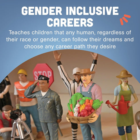 Constructive Playthings 12-Piece Diverse Career Toy Figure Set for Kids
