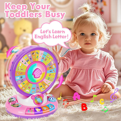 1 12-18 1-3 Learning Toy for Year Old Girls, Interactive Spin and Sing Musical Toys for Toddler Months, Learning Games