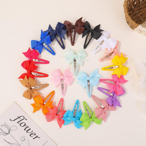 40PCS Snap Baby Hair Bows Clips for Girls, Grosgrain Ribbon Fully Wrapped 2 Inch Infant Hair Barrettes