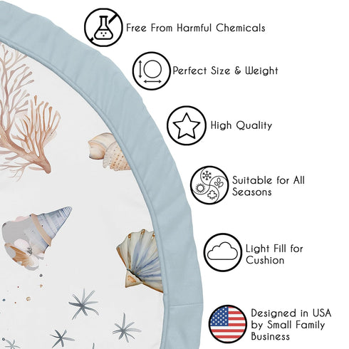 Tummy Sweet Jojo Designs Ocean Seashells Boy, Girl, Unisex/Gender Neutral Baby Play Mat Time Activity, Toddler Floor